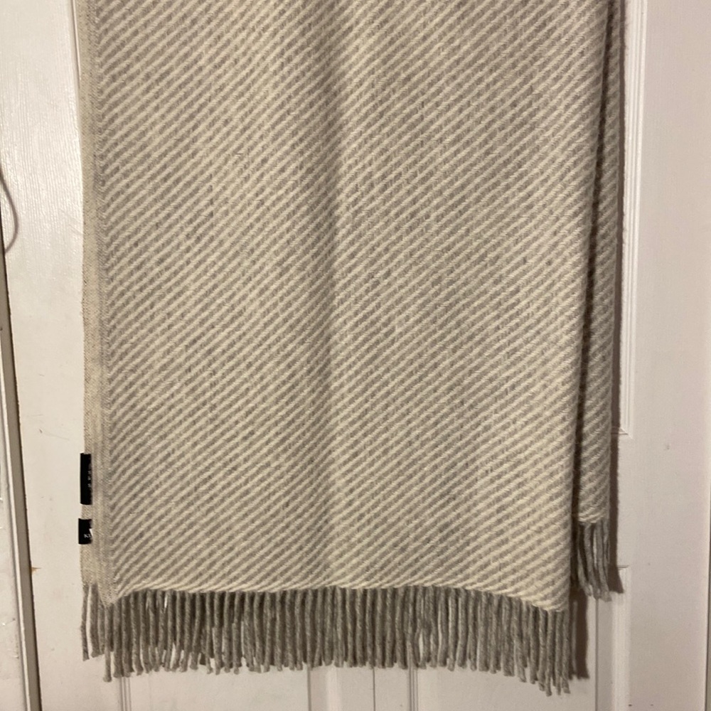 Klippan Swedish Wool Gray Striped Blanket made in Latvia